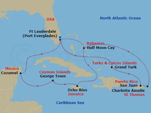 14-night Eastern/Western Caribbean: San Juan & Mexico Holiday Cruise 