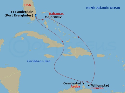 8-night Southern Caribbean & Perfect Day Cruise Itinerary Map