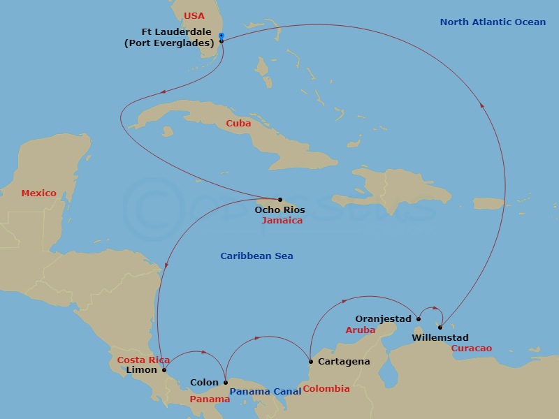 12-night Panama Canal With Costa Rica & Caribbean Holiday Cruise