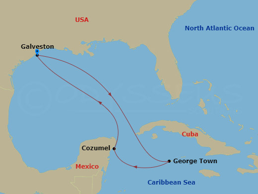 6-night Very Merrytime Western Caribbean Cruise Itinerary Map