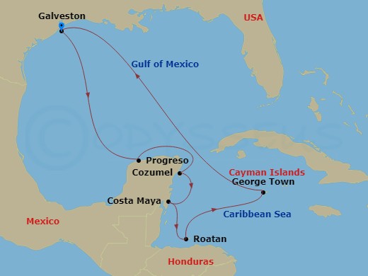 10-night Western Caribbean Cruise Itinerary Map