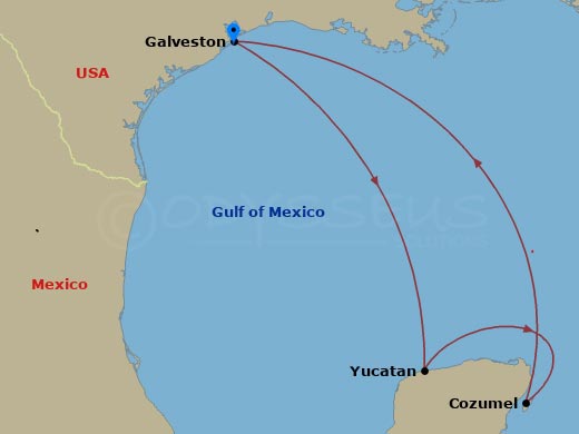 5-Night Western Caribbean Cruise From Galveston Itinerary Map