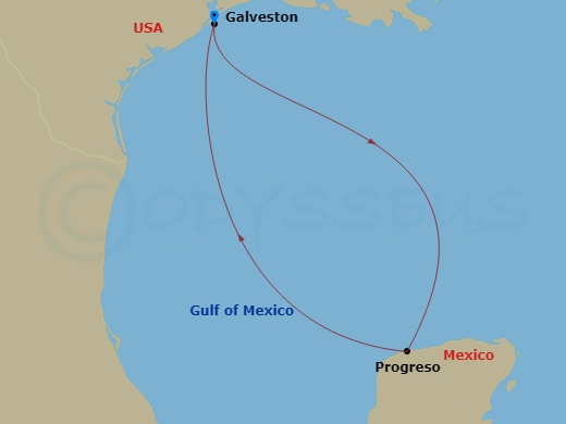 4-Night Western Caribbean Cruise From Galveston Itinerary Map