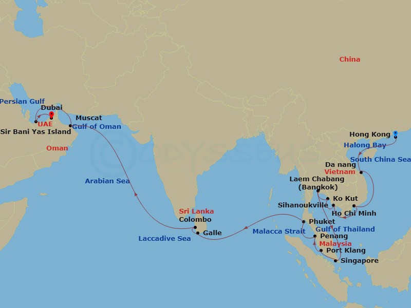 31-night Thailand, Cambodia, Vietnam, India & Arabia Cruise