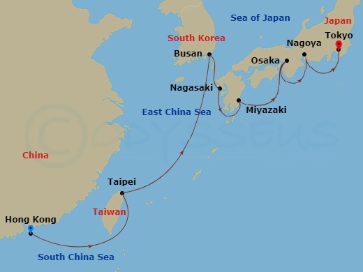 11-night Far Eastern Fascination Voyage Itinerary Map
