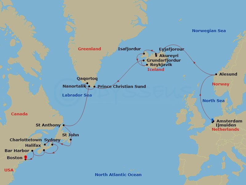 itinerary map of 21-night Viking Passage Cruise