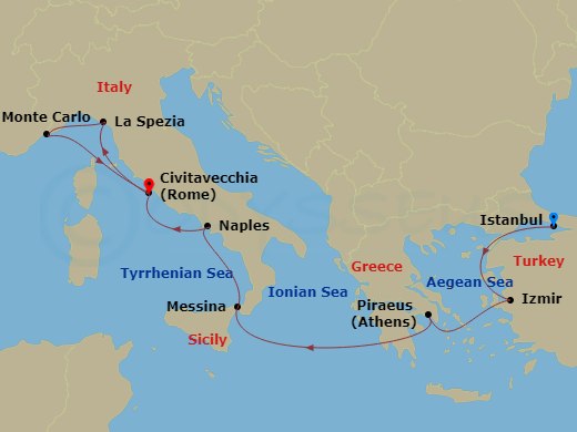 10-night Archons, Emperors and Sultans Cruise Itinerary Map