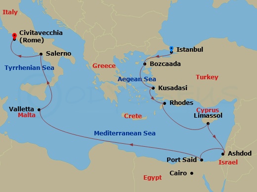 12-night Mythical Places, Magical Nights Cruise – Istanbul to Rome (Civitavecchia)