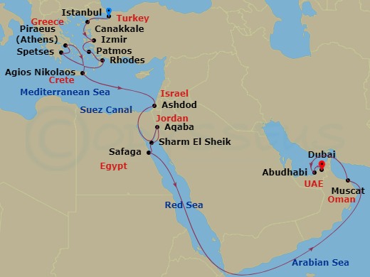 25-night Greece, Turkey, Holy Land, Egypt & Arabia Cruise
