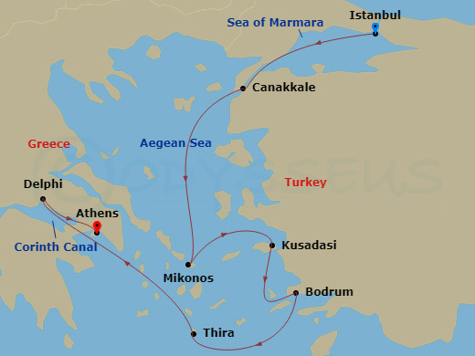 9-night Aegean Sea Odyssey via the Corinth Canal Cruise
