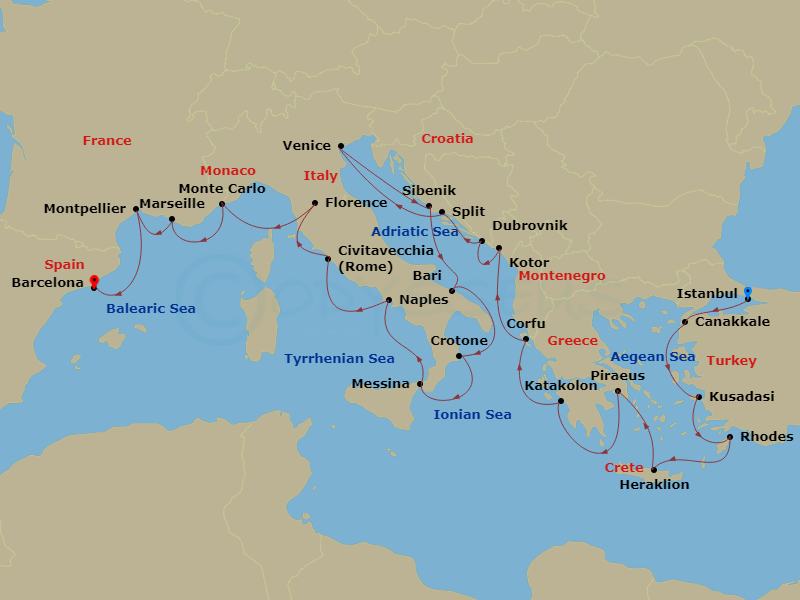 28-night Mediterranean's Iconic Shores Cruise