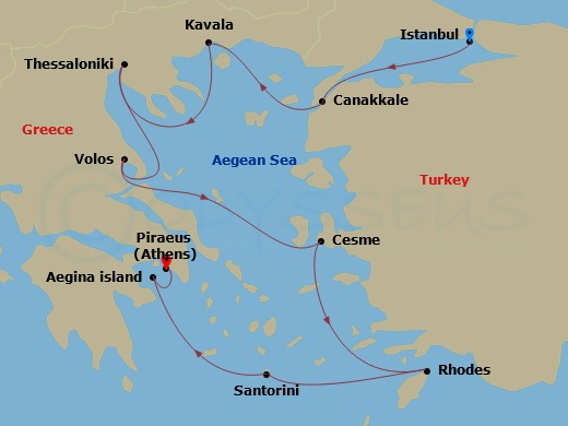 10-night Greece Intensive Voyage Itinerary Map