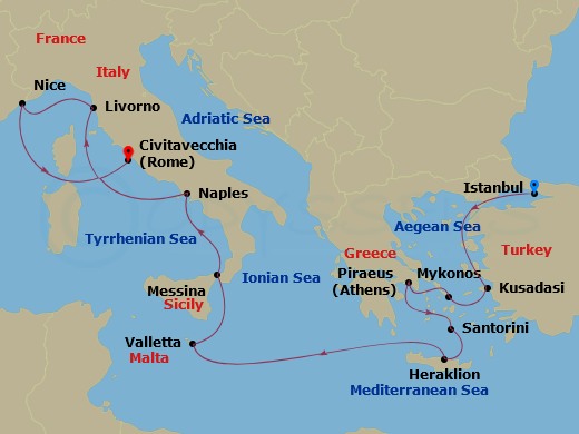 12-night Greek Isles: Santorini, Athens & Nice Cruise