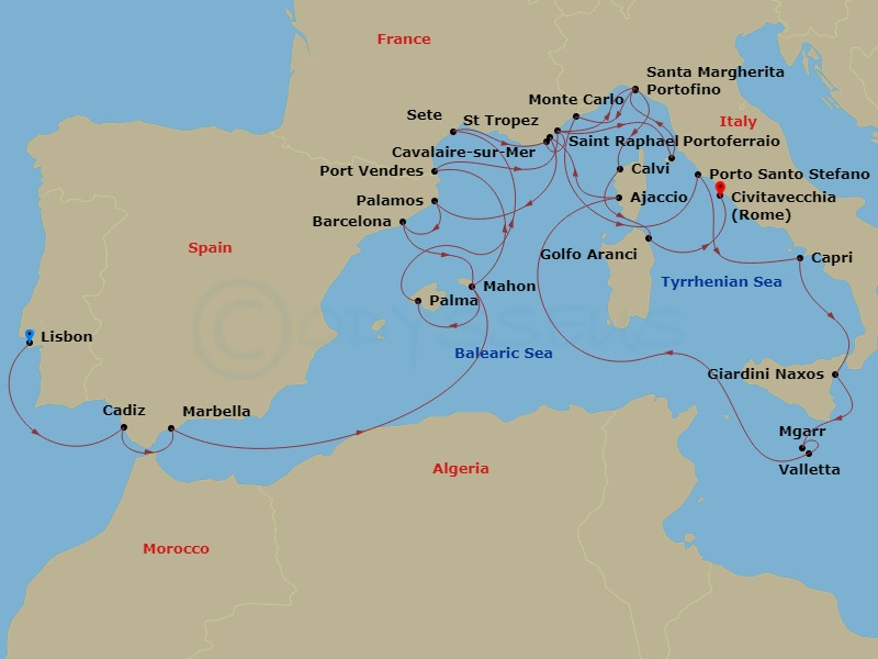 30-night Iberia, Tyrrhenian & Mediterranean Treasures Cruise