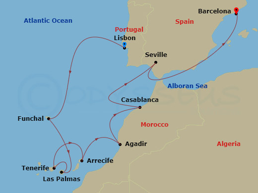 10-night Canaries to Catalonia Voyage