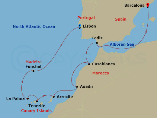 10-night Islands of Iberia Cruise Itinerary Map