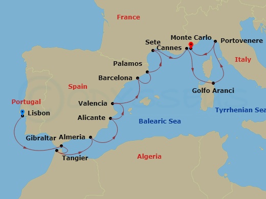 14-night Spain's Southern Coast & Riviera Gems Cruise