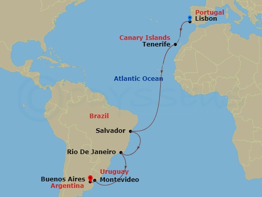 15-night Portugal, Argentina Transatlantic Cruise
