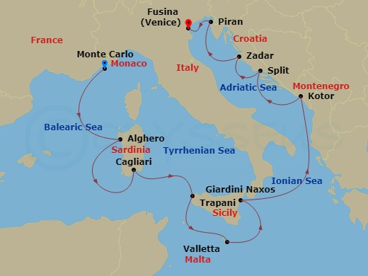 12-night Mediterranean Cruise - Monte Carlo To Fusina