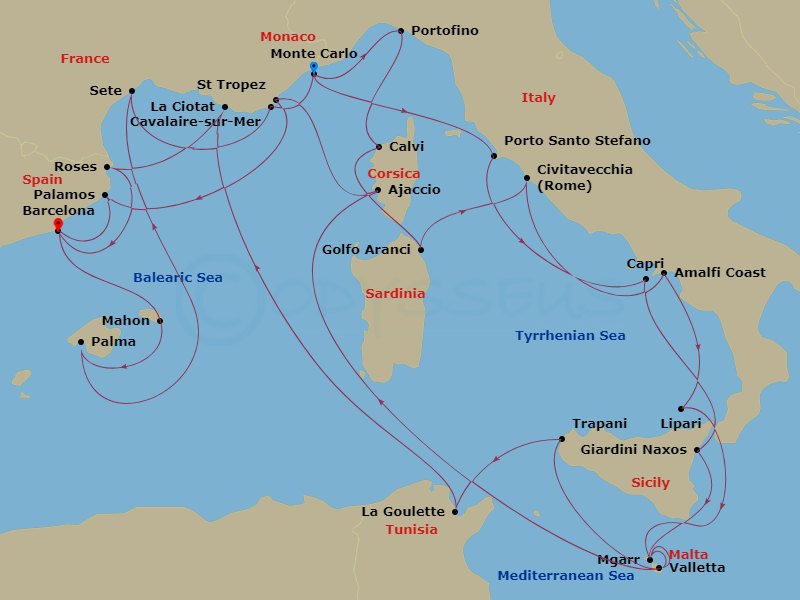 30-night Tyrrhenian Treasures & Mediterranean Jewels Cruise
