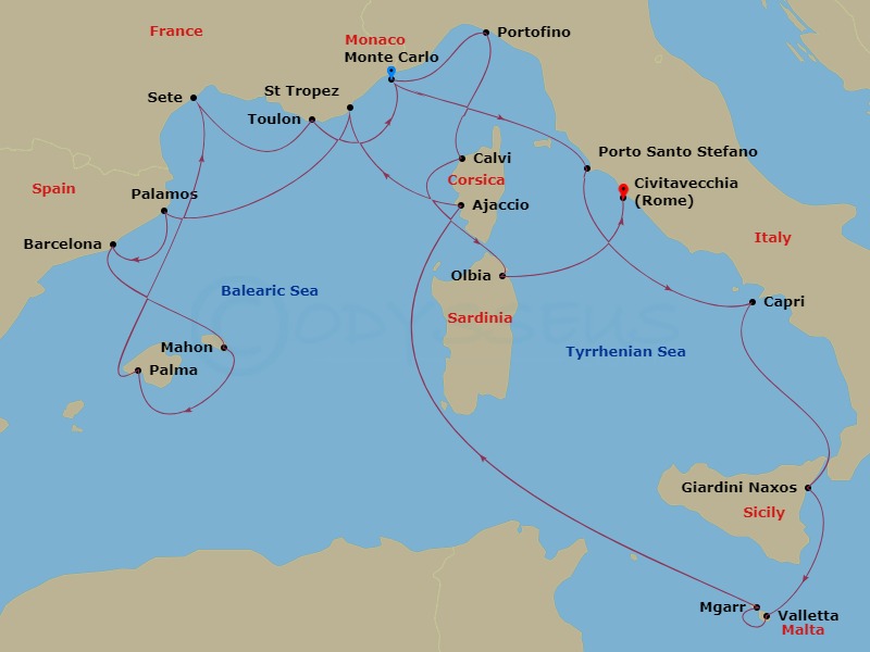 20-night Tyrrhenian & Mediterranean Overture Cruise