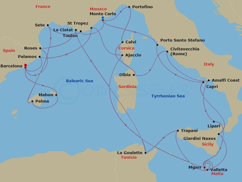 30-night Tyrrhenian Treasures & Mediterranean Jewels Cruise