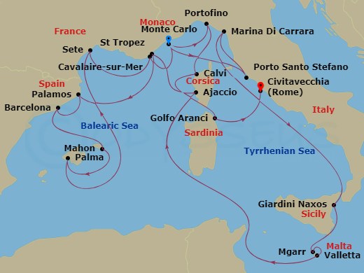 20-night Tyrrhenian & Mediterranean Overture Cruise