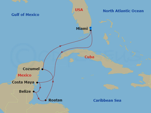 7-night Tropical Retreats Voyage Itinerary Map