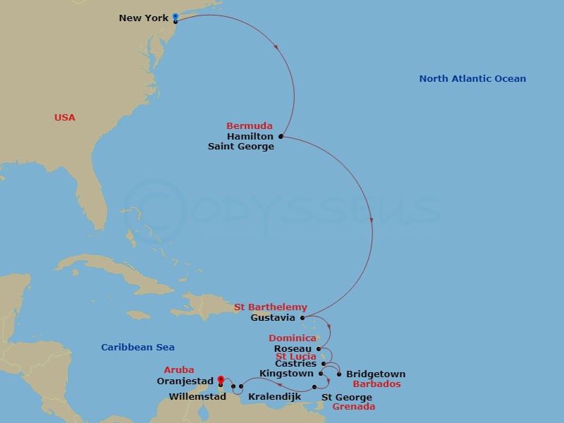 14-night Island Anthology Voyage Itinerary Map