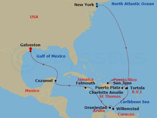 15-night Caribbean - New York City to Galveston