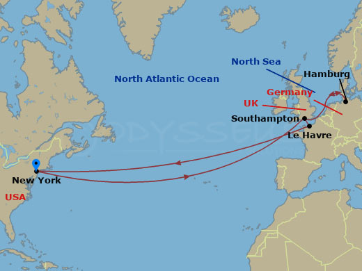 21-night Roundtrip Transatlantic Crossing Cruise Itinerary Map