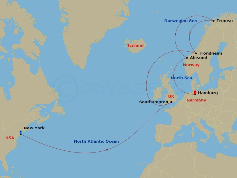 17-night Norway And Northern Lights Cruise Itinerary Map
