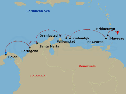 11-night Colombian and Southern Caribbean Coastlines Cruise