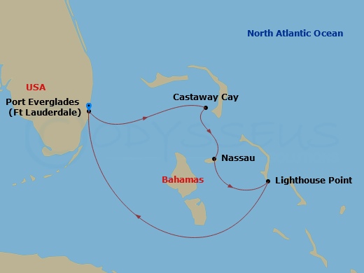 5-night Halloween on the High Seas Bahamian Cruise Itinerary Map