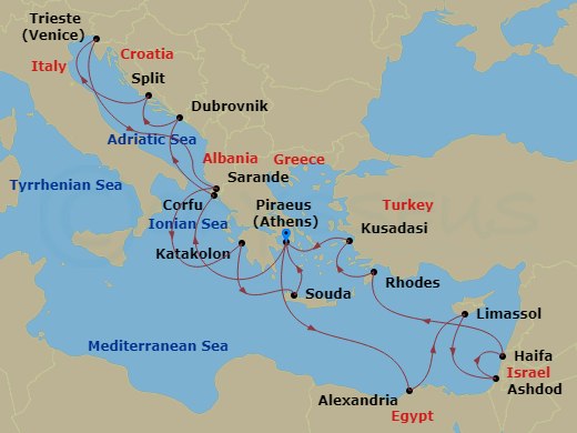 21-Day Egypt & Adriatic: Rhodes Overnight, Olympia & Crete