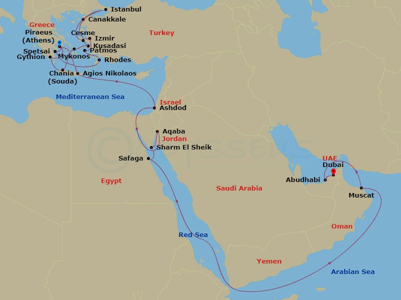 32-night Aegean Gems, Ephesus, Holy Land, Egypt & Arabia Cruise
