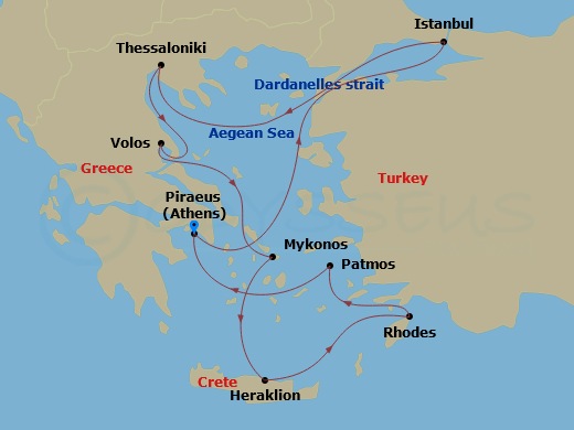 11-night Mediterranean Cruise Itinerary Map