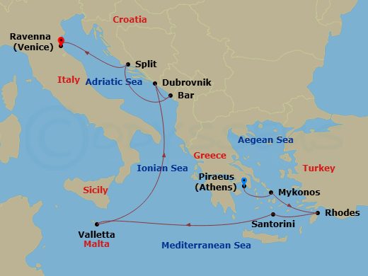 11-night Greek Isles, Croatia & Malta Cruise