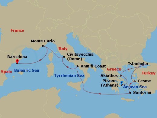 12-night Amazing Aegean Journey Cruise – Athens (Piraeus) to Barcelona