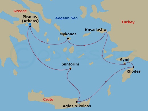 7-night Greece Intensive Voyage Itinerary Map