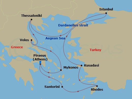 11-night Mediterranean Cruise Itinerary Map