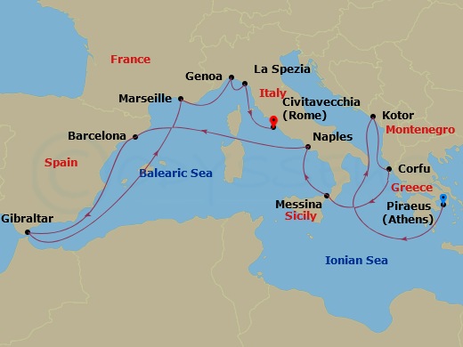 14-night Mediterranean With Greece, France & Italy Cruise