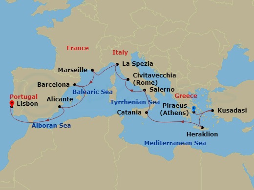 12-night Season of Splendor Cruise Itinerary Map