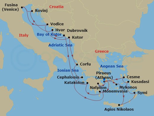 21-night Dalmatia, Adriatic & Greek Treasures Cruise