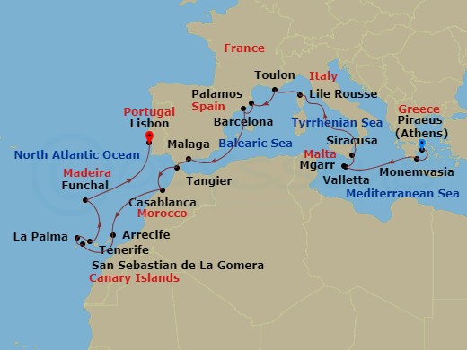 24-night Malta, Morocco & Canary Islands Cruise