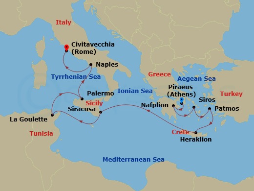 12-night Mediterranean Cruise - Athens To Civitavecchia