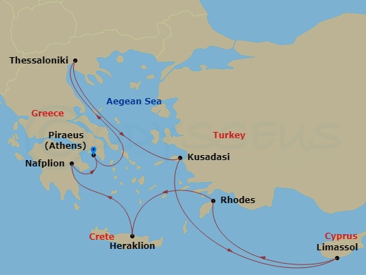 11-night Best of Greece Cruise Itinerary Map