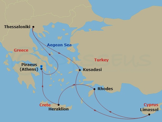 10-night Best of Greece Cruise Itinerary Map
