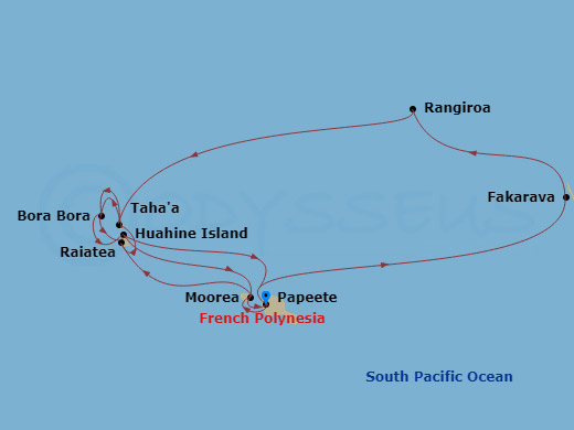 itinerary map of 17-night Star Collector – Twice the Tahiti Cruise