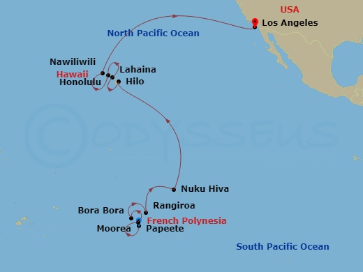 21-night Pacific Passion Voyage Itinerary Map